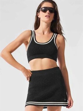 Alo yoga tennis Black Ribbed Crop Top
